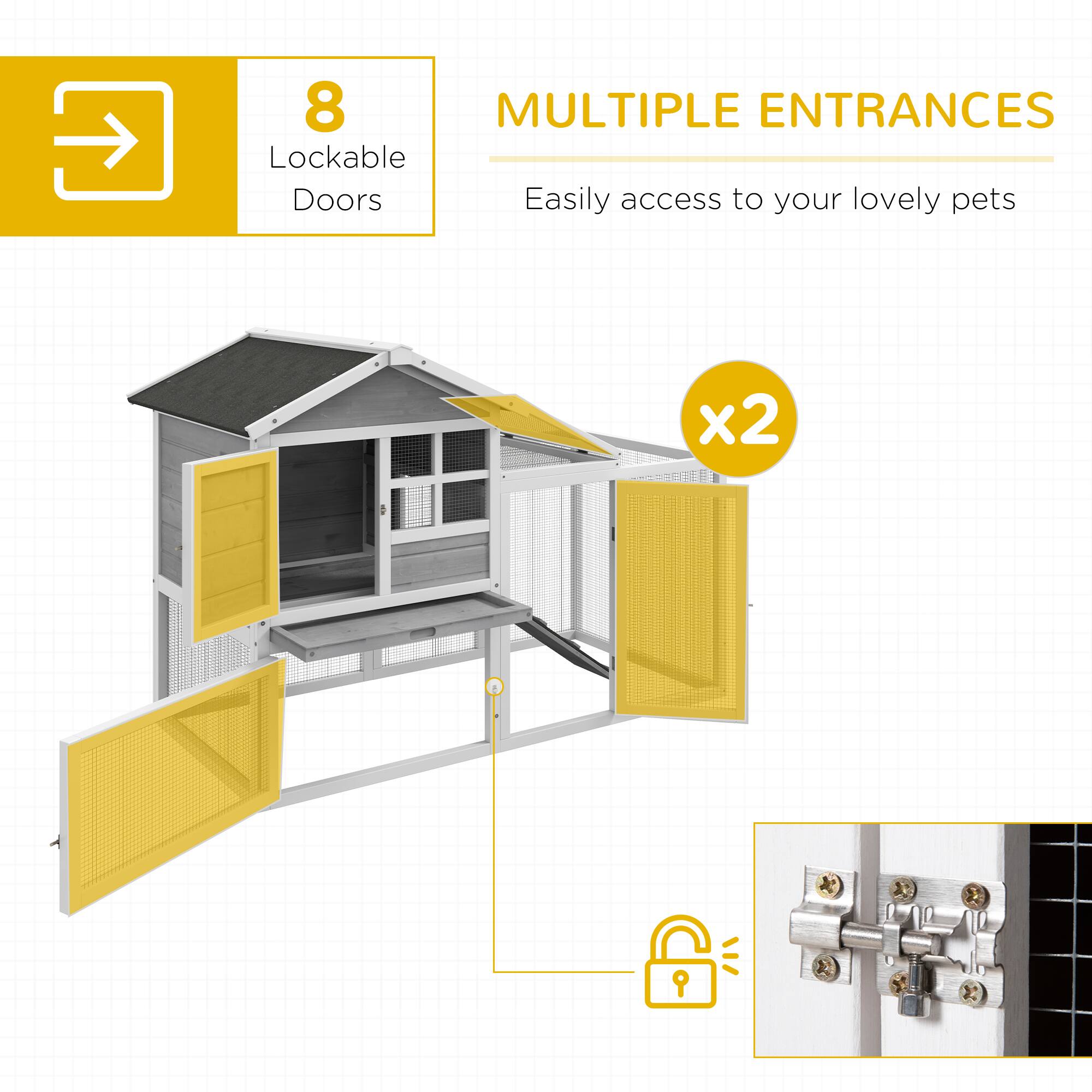 8 Lockable Doors

MULTIPLE ENTRANCES

Easily access to your lovely pets

x2