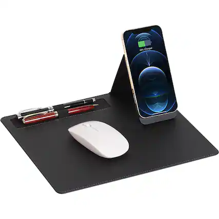 Front. SaharaCase - Office Mouse Pad with Wireless Charging - Black.