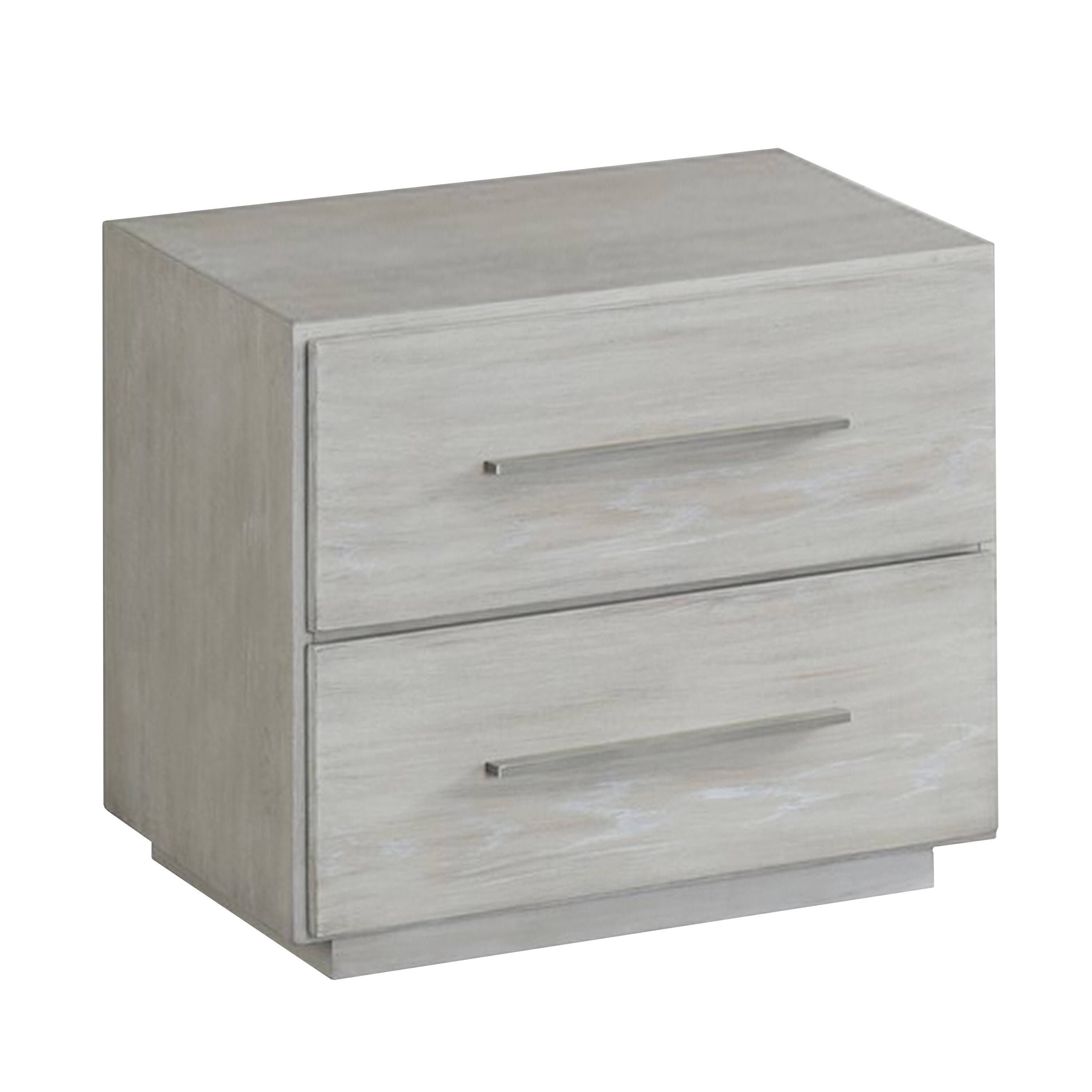 Manhattan Lane 2 Drawer Miter Front Wooden Nightstand with Bar Handles ...