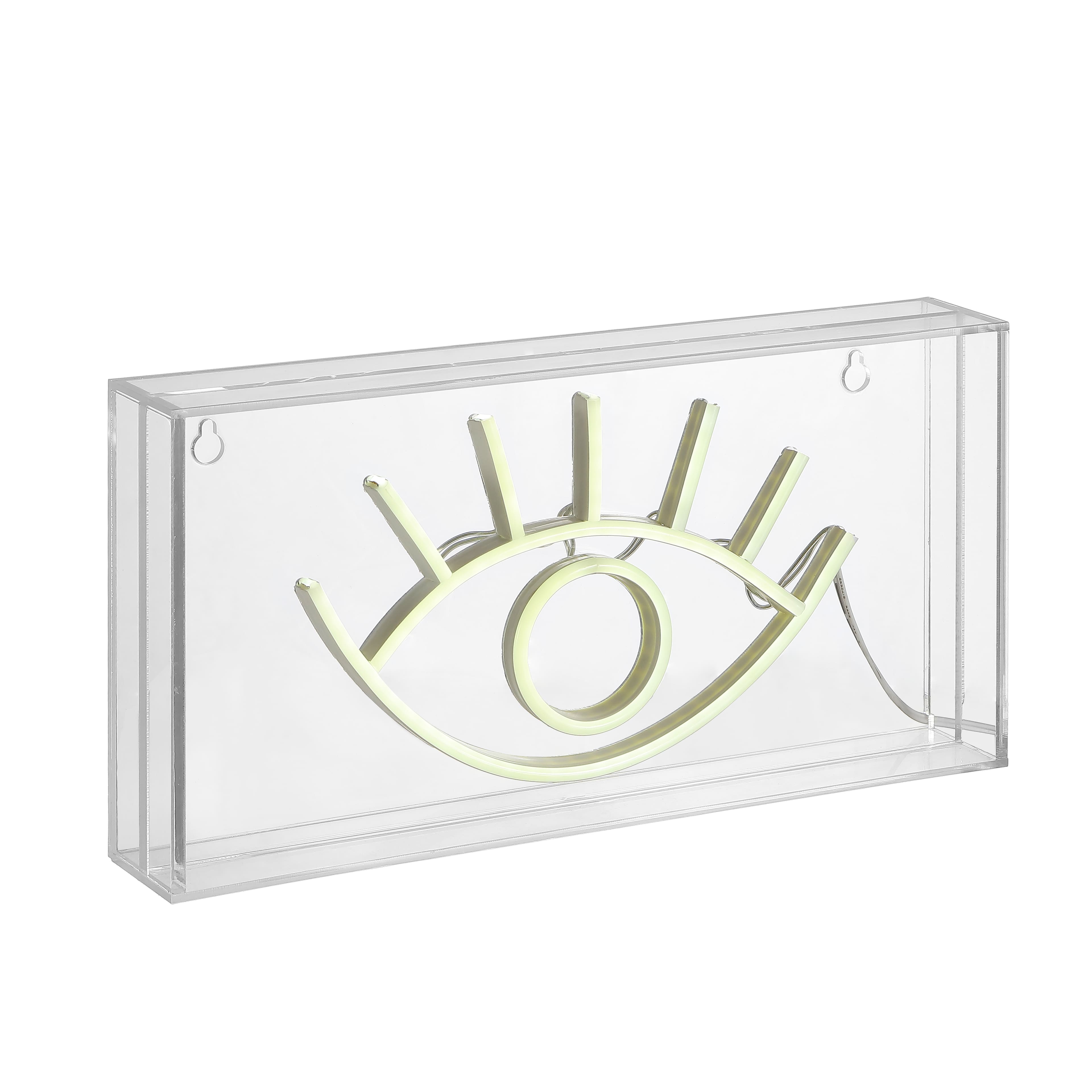 Jonathan Y - Eye 11.8" Contemporary Glam Acrylic Box USB Operated LED Neon Light, Yellow - White