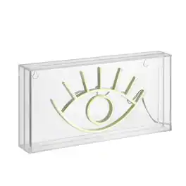 Jonathan Y - Eye 11.8" Contemporary Glam Acrylic Box USB Operated LED Neon Light, Yellow - White