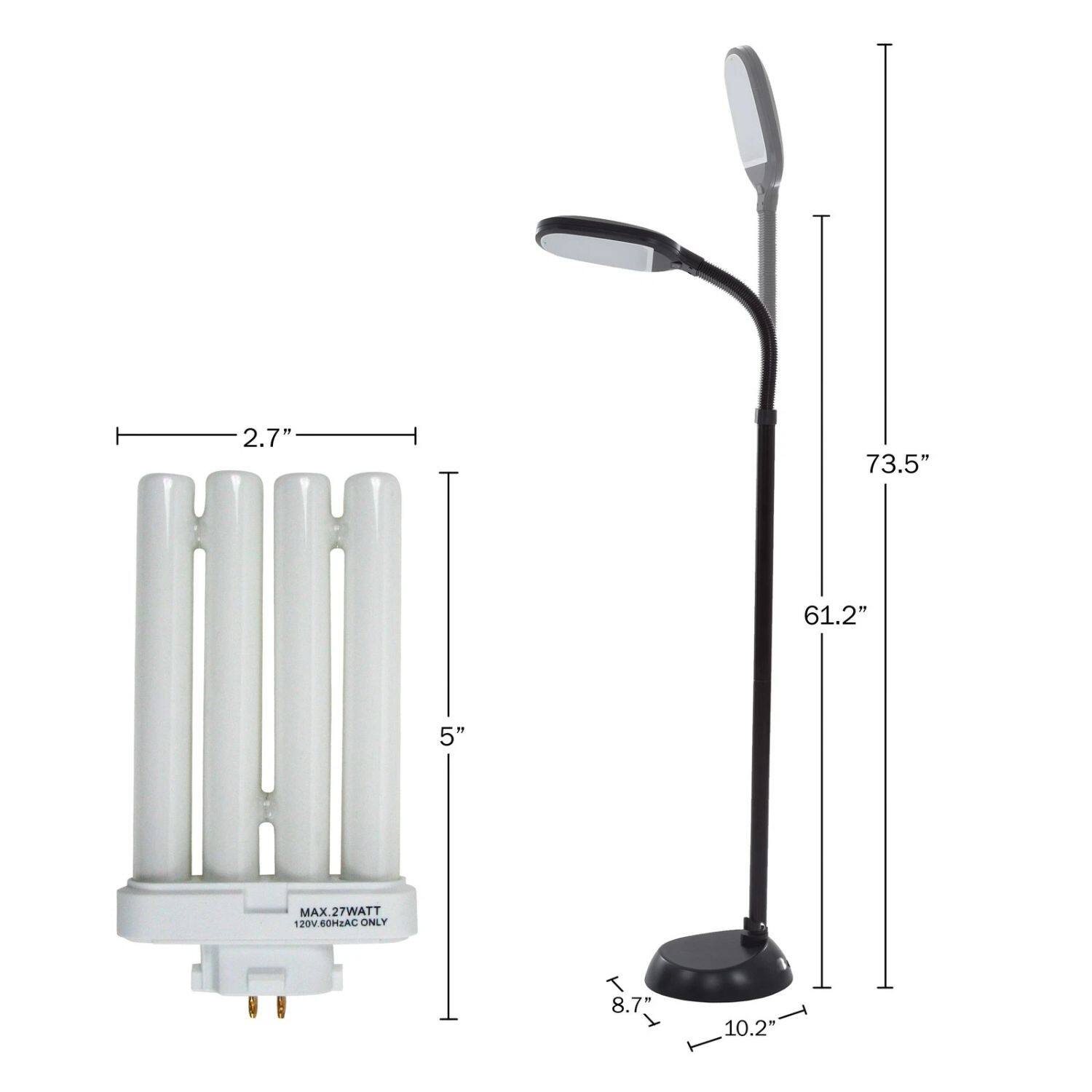 2.7"  
73.5"  
61.2"  
5"  
MAX 27WATT  
120V 60Hz AC ONLY  
8.7"  
10.2"