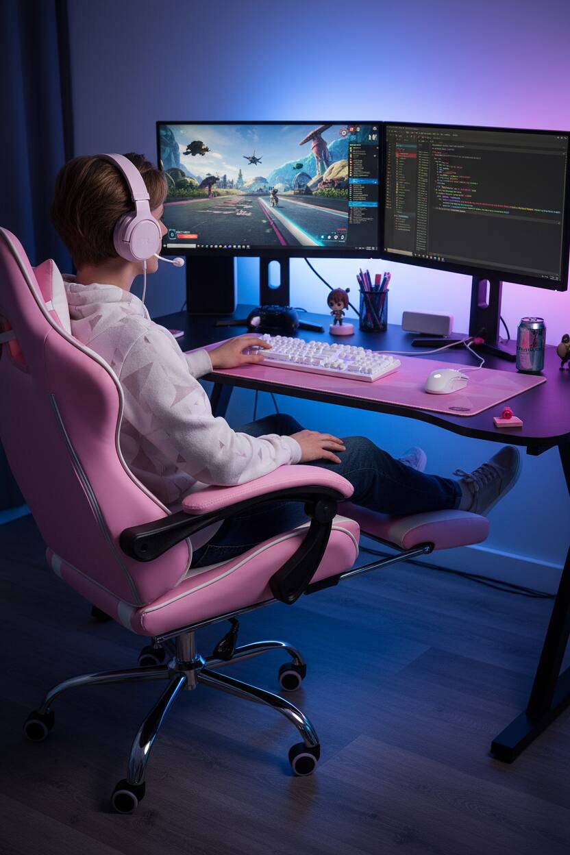 Alt View 5. AOITUN - Ergonomic Video Game Desk Chair with Dorms and Offices, Supports Quality and Value - White.