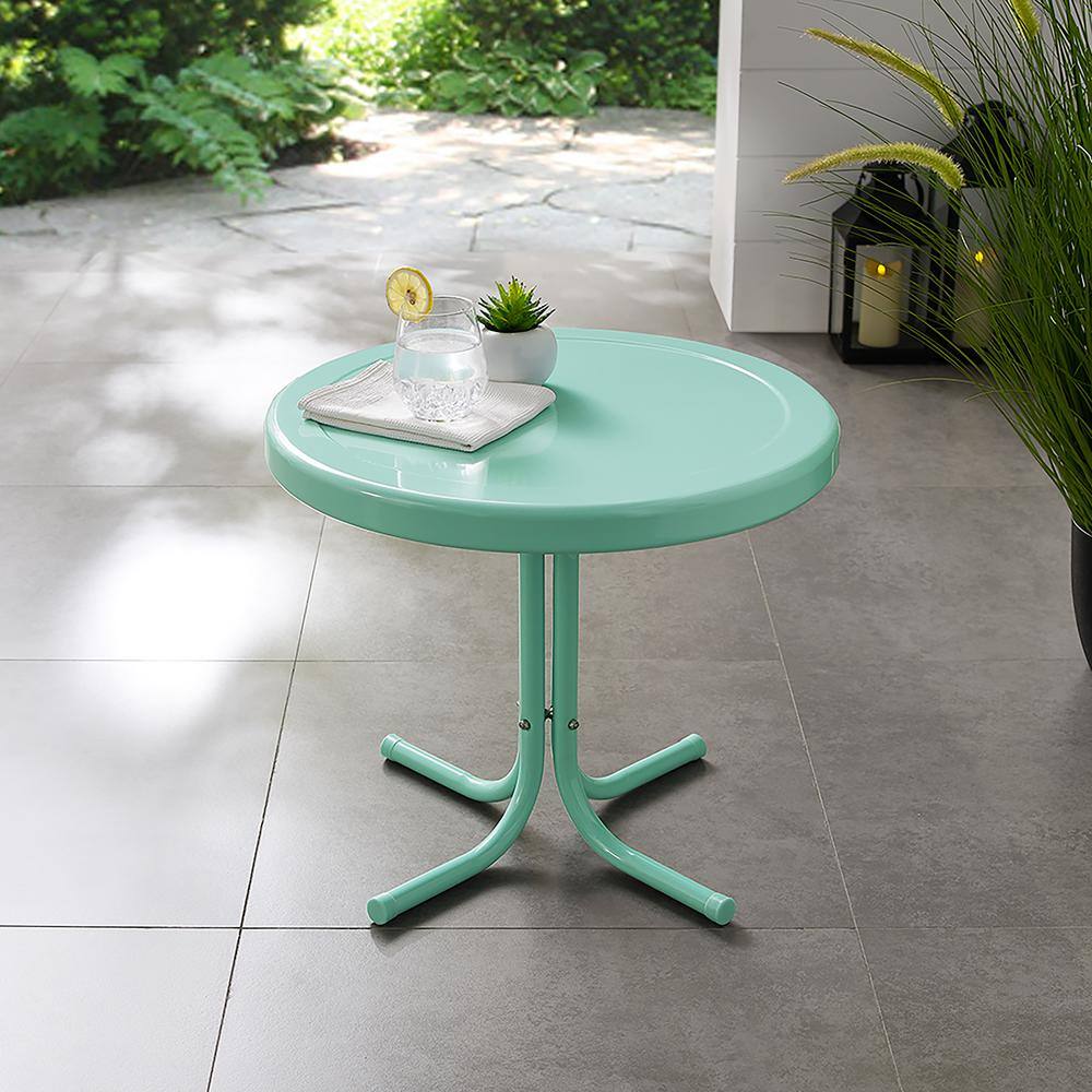 Alt View 4. Crosley Furniture - Griffith Retro Outdoor Side Table - Aqua Gloss.