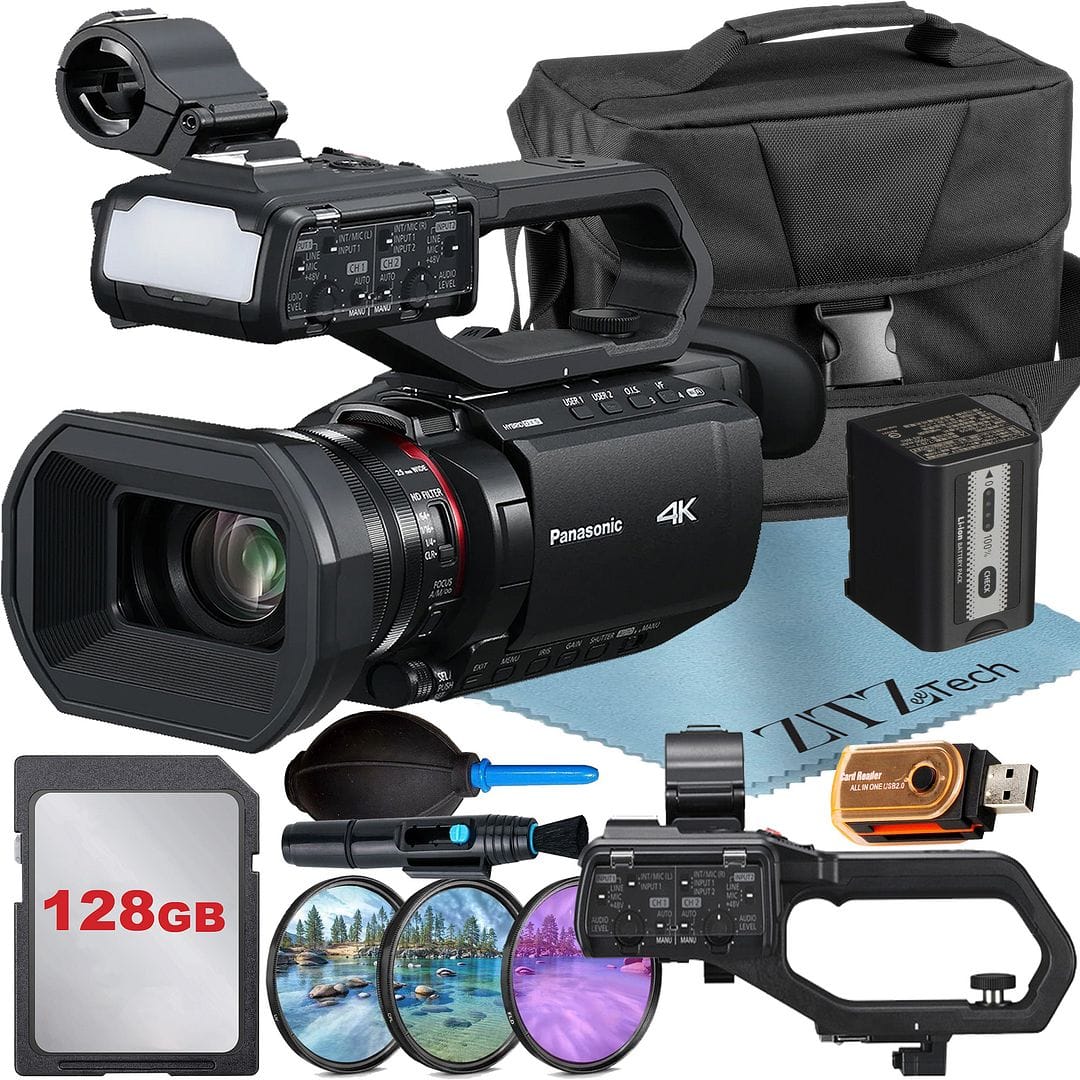 Bundle - Panasonic - HC-X2100 Camcorder UHD 4K + 128GB Card + Case + UV Filter ZeeTech - Black
