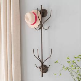 Kings Brand Furniture - – Nino Metal 12 Hook Wall Mount Coat & Hat Rack, Pewter - Dark Gray