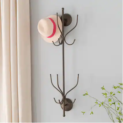 Front. Kings Brand Furniture - Kings Brand Furniture – Nino Metal 12 Hook Wall Mount Coat & Hat Rack, Pewter - Dark Grey.