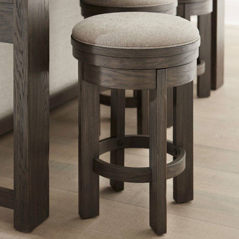 Alt View 2. Liberty Furniture Industries - Lennox Hill Upholstered Swivel Console Stool - Counter Height 26 Inches - Bark Brown.