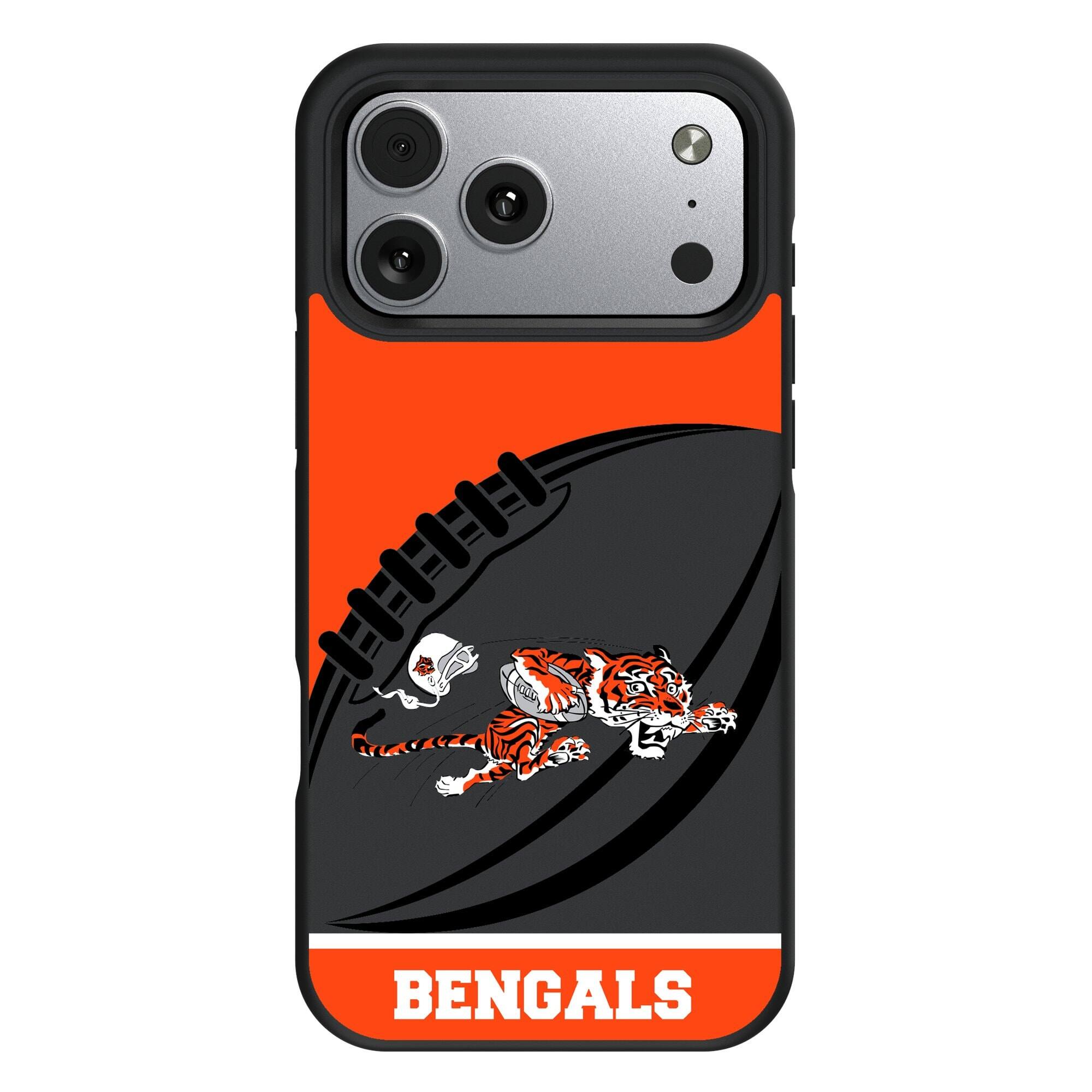 Front. Keyscaper - Cincinnati Bengals iPhone Pastime Design Bump Case - 15 Pro Max - Multicolor.