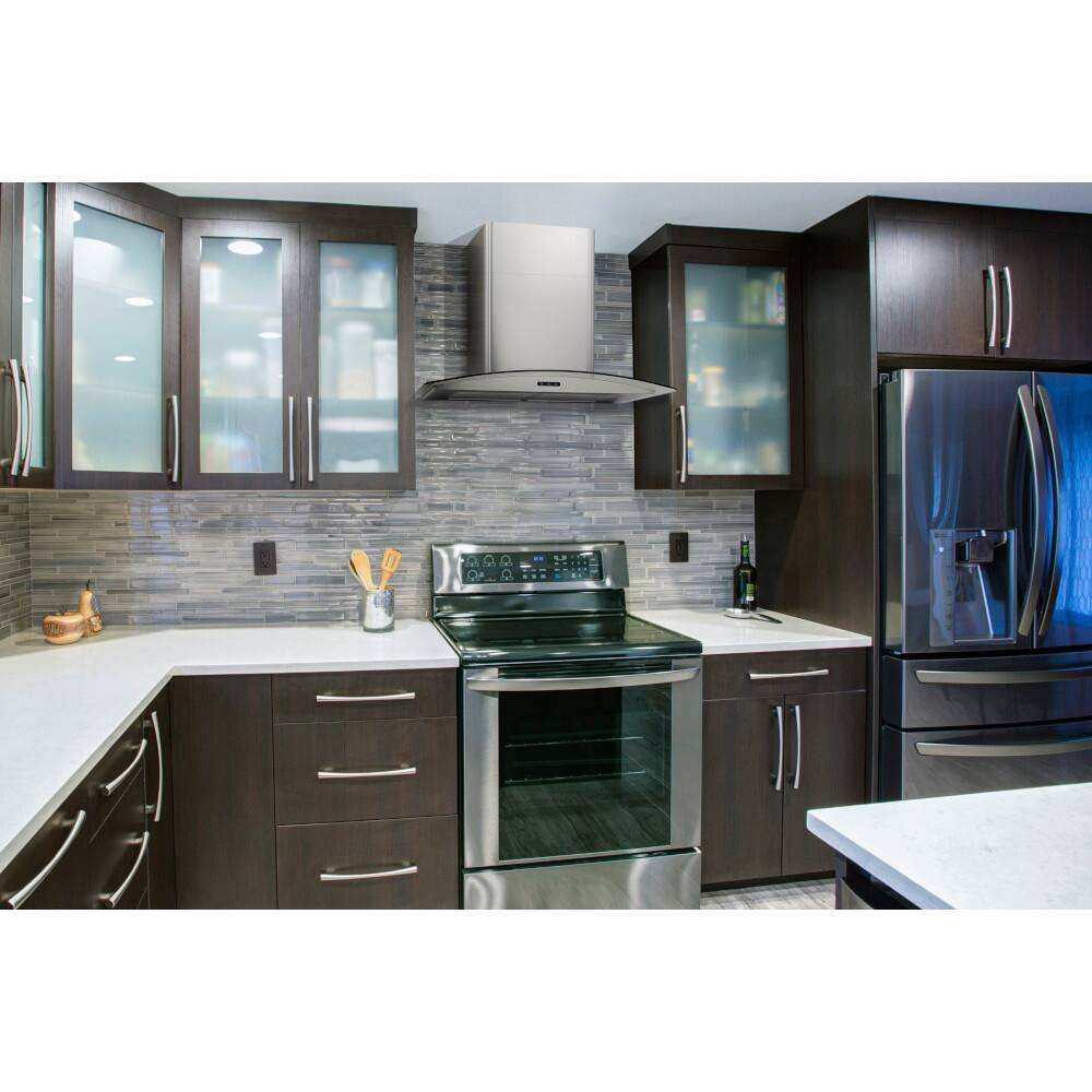 Alt View 7. Broan - Broan Elite EW46 Series 30-Inch Convertible Curved Glass Chimney Range Hood, 460 Max Blower CFM, Stainless Steel - Stainless Steel.