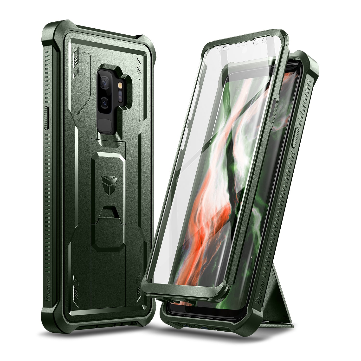 Dexnor - Case for Samsung Galaxy S9+ Plus Heavy Duty Military Grade Protection Shockproof Protective Cover - Army Green