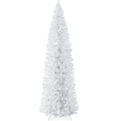 Front. Best Choice Products - Best Choice Products 9ft White Artificial Holiday Christmas Pencil Tree w/ 1,300 Tips, Metal Base - White.