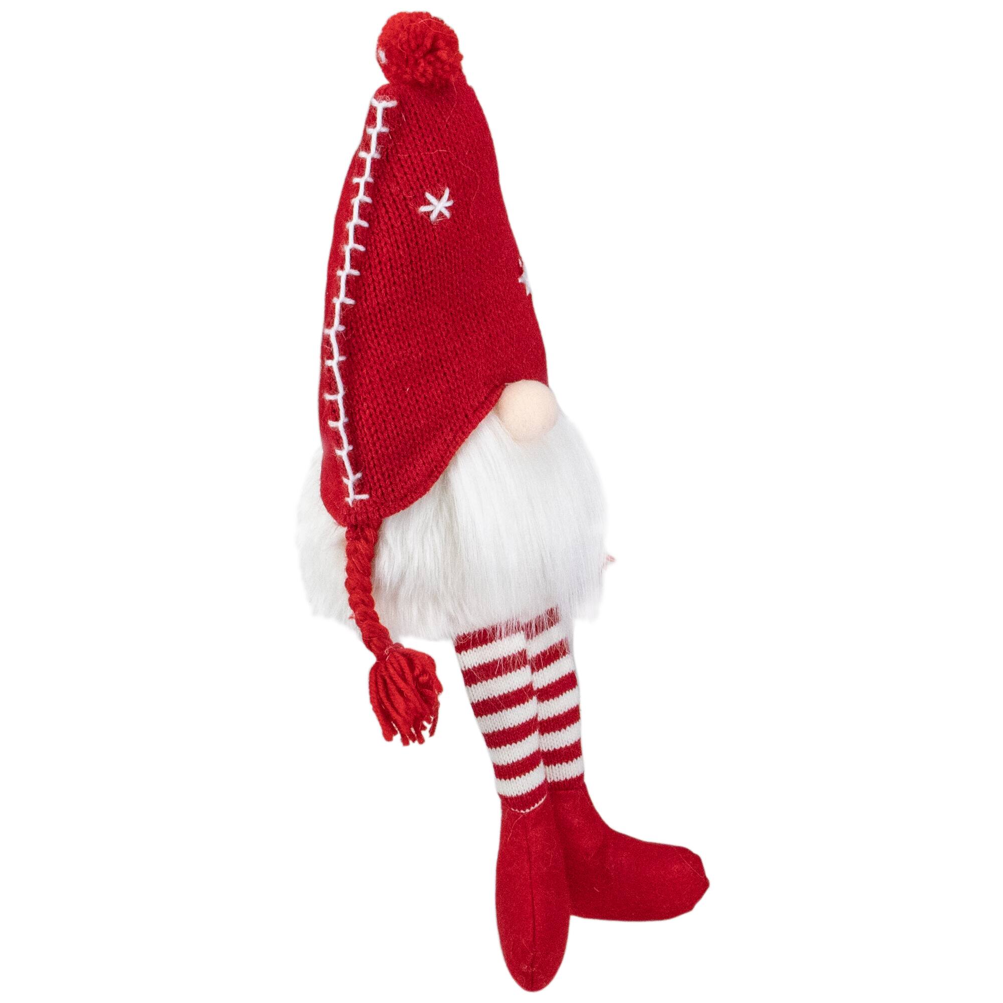 Alt View 3. Northlight - Sitting Plush Christmas Gnome Decoration - 18" - Red and White - Red.
