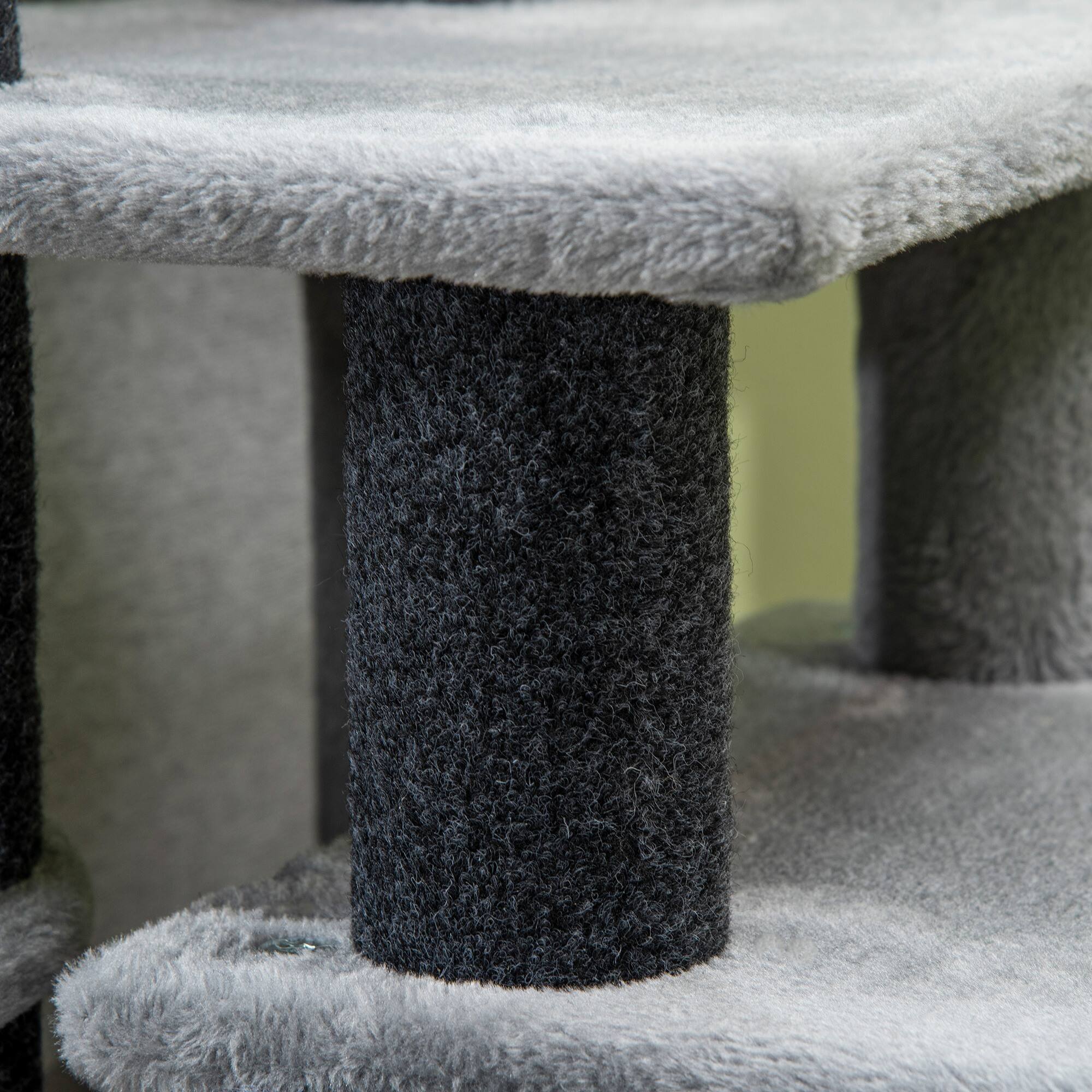 Alt View 4. Pawhut - Pet Stairs, Adjustable 3/4 Step, Cat Scratching Post, Condo, Toy Ball, Bed, Sofa Indoor Small Cats/Kittens - Gray.