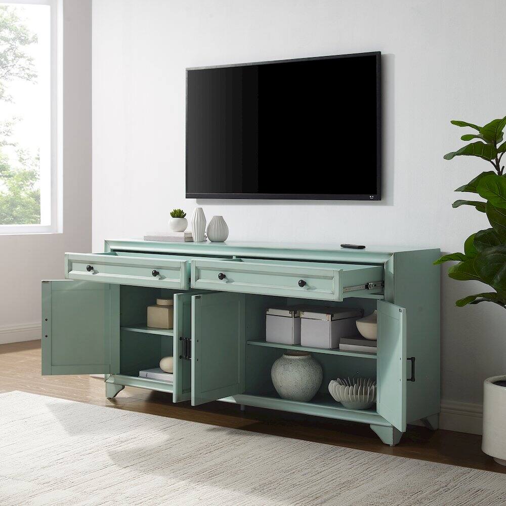 Alt View 9. Crosley Furniture - Tara Sideboard - Distressed Seafoam Blue.
