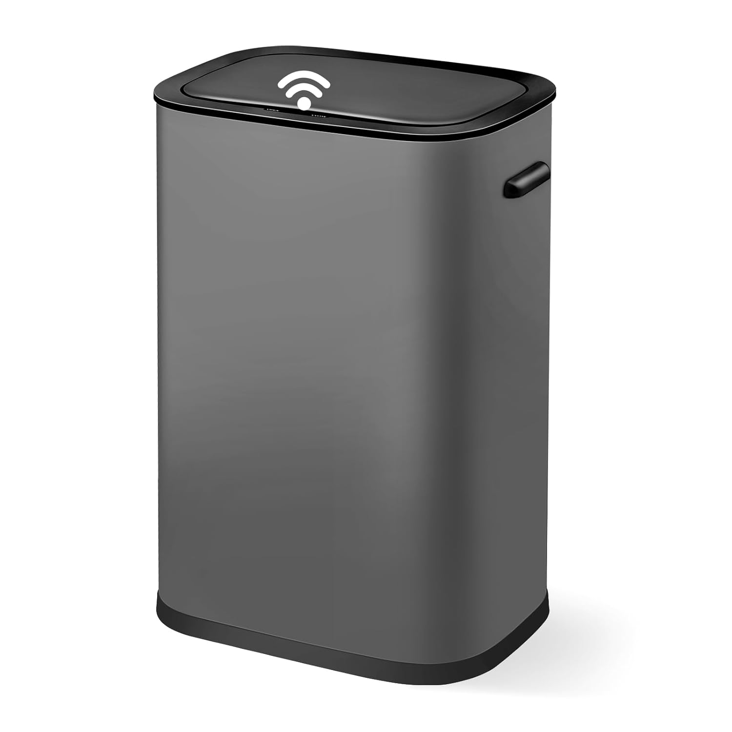 Front. Homhougo - 13 Gallon / 50 Liter Motion Sensor Trash Can, Smart Trash Can with Lid, Rectangular Automatic Garbage Can - Grey.