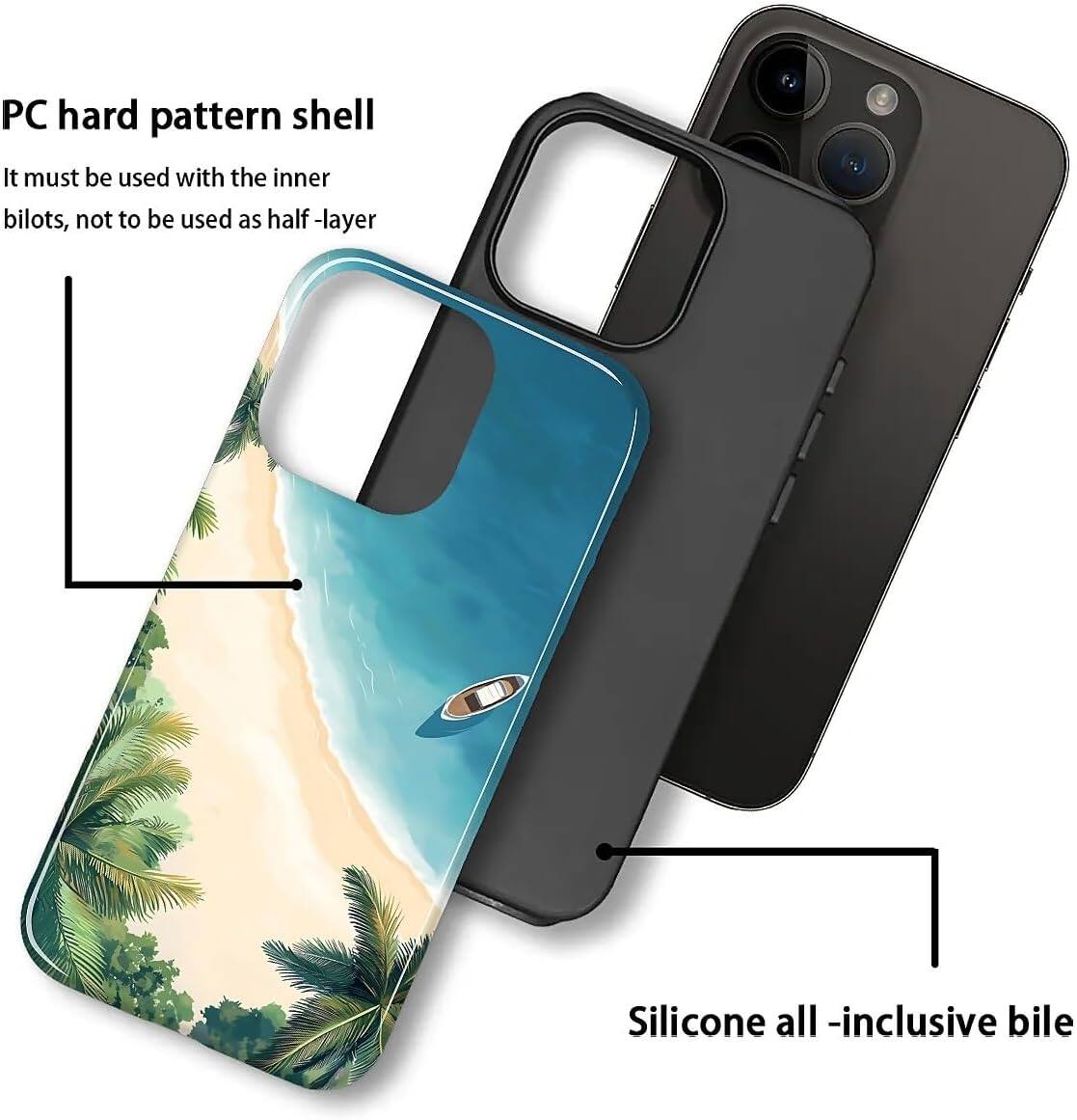 PC hard pattern shell  
It must be used with the inner bilots, not to be used as half-layer  

Silicone all-inclusive bile