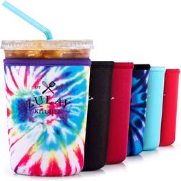 Zulay Kitchen - (22oz to 24oz) Reusable Neoprene Insulator Coffee Sleeve - Rainbow Tie Dye