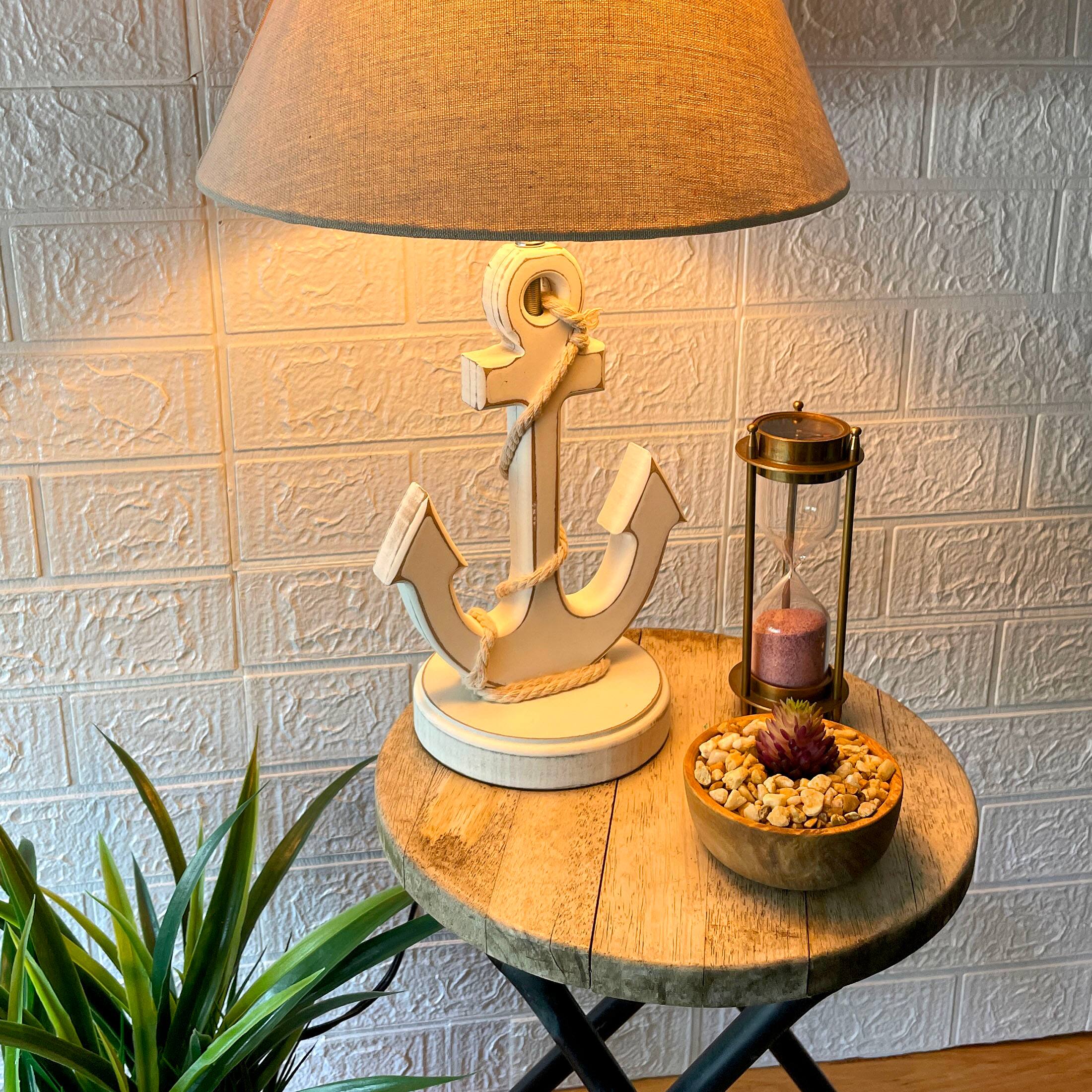 Alt View 3. Things2Die4 - Coastal White Anchor Table Lamp 19" Nautical Beach Decor with Shade - White.