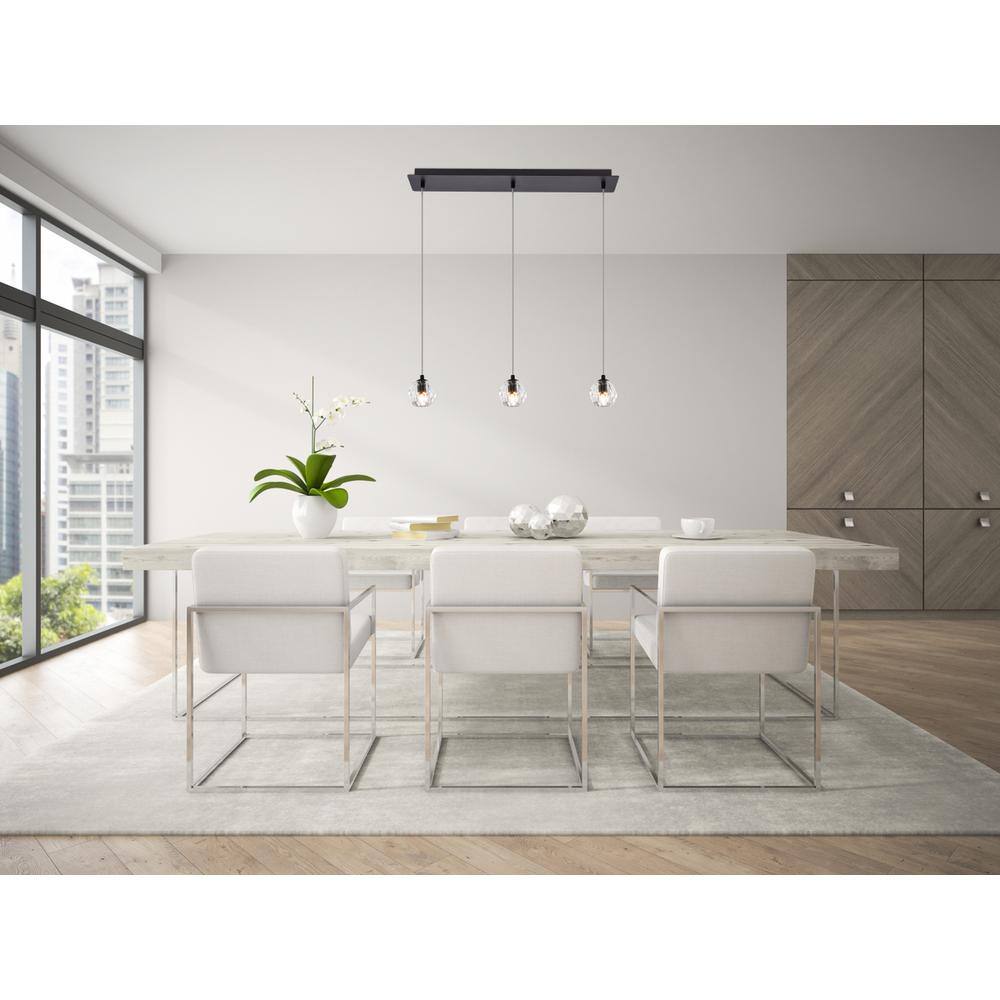 Angle. Elegant Lighting - Eren 3 lights Black pendant - Black.