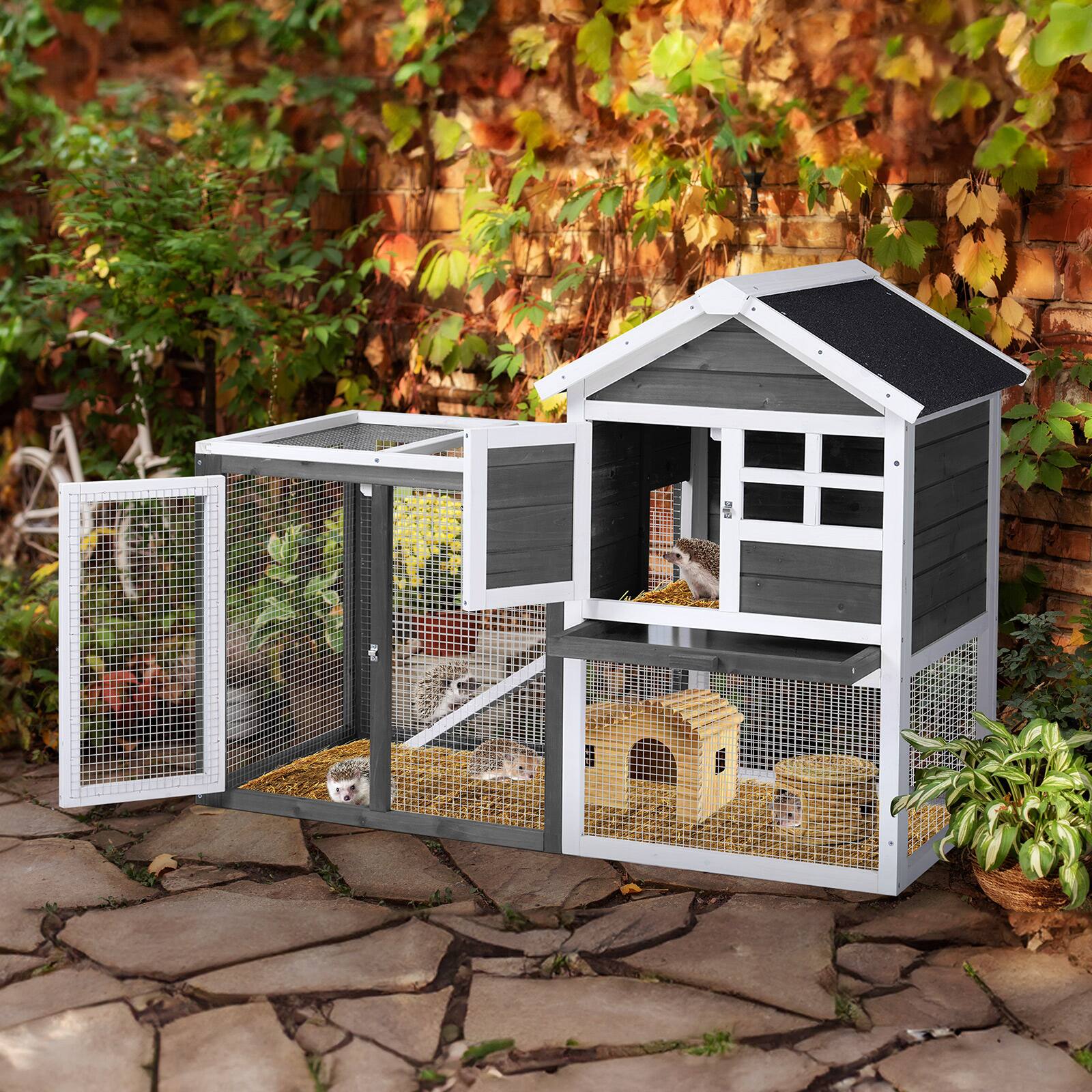 Alt View 10. Winado - Wooden Chicken Coop Hen House 46in, Poultry Hutch, Pet Cage with Nesting Box for Backyard Run Cage, Outdoor Garden - Gray.