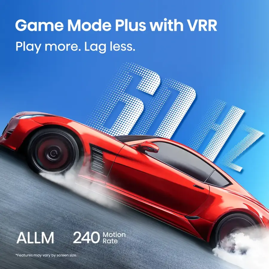 Game Mode Plus with VRR: Play more. Lag less. Z Motion ALLM 240 Rate. *Features may vary by screen size.