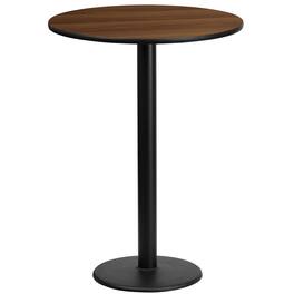Emma + Oliver - 24" Round Laminate Table Top with 18" Round Bar Height Table Base - Walnut