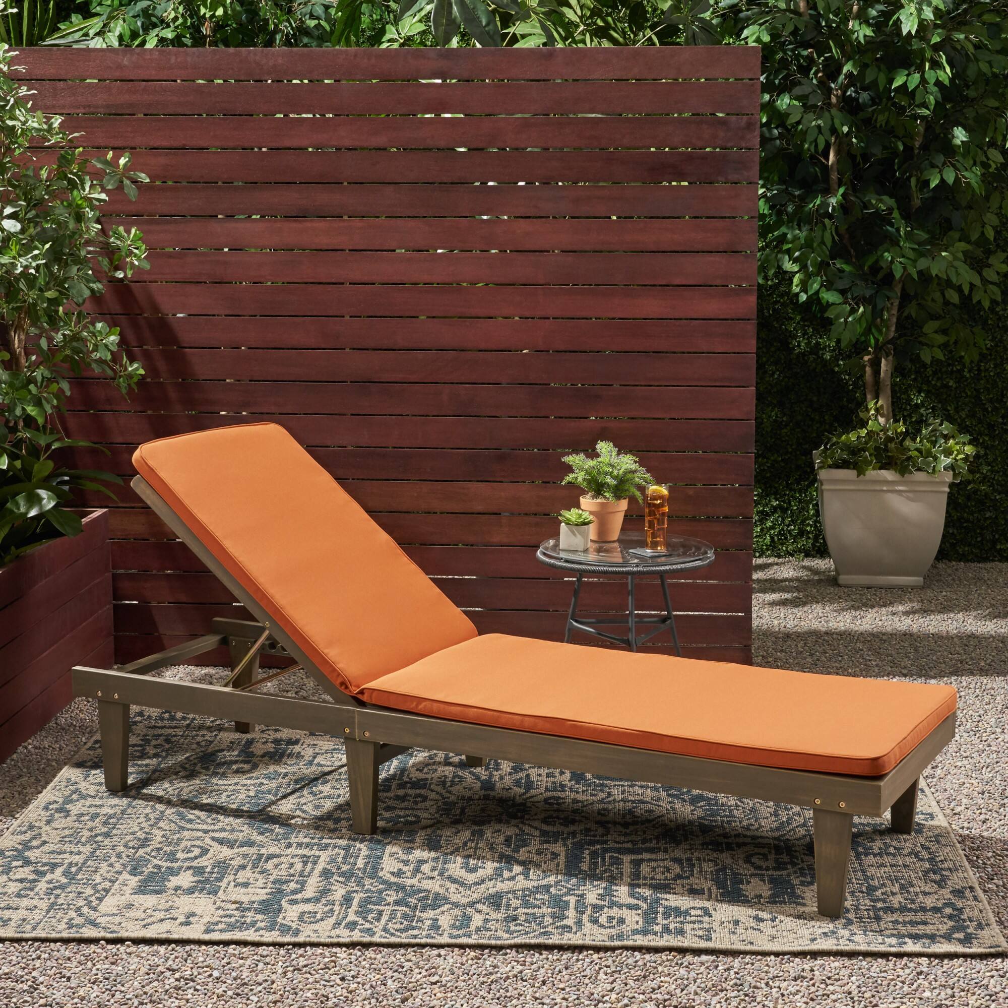 Alt View 3. Ecooso - Outdoor Chaise Lounge Cushion with Water-Resistant Fabric, Removable Cover, Safety Zippers, Weather-Resistant Design - Orange.
