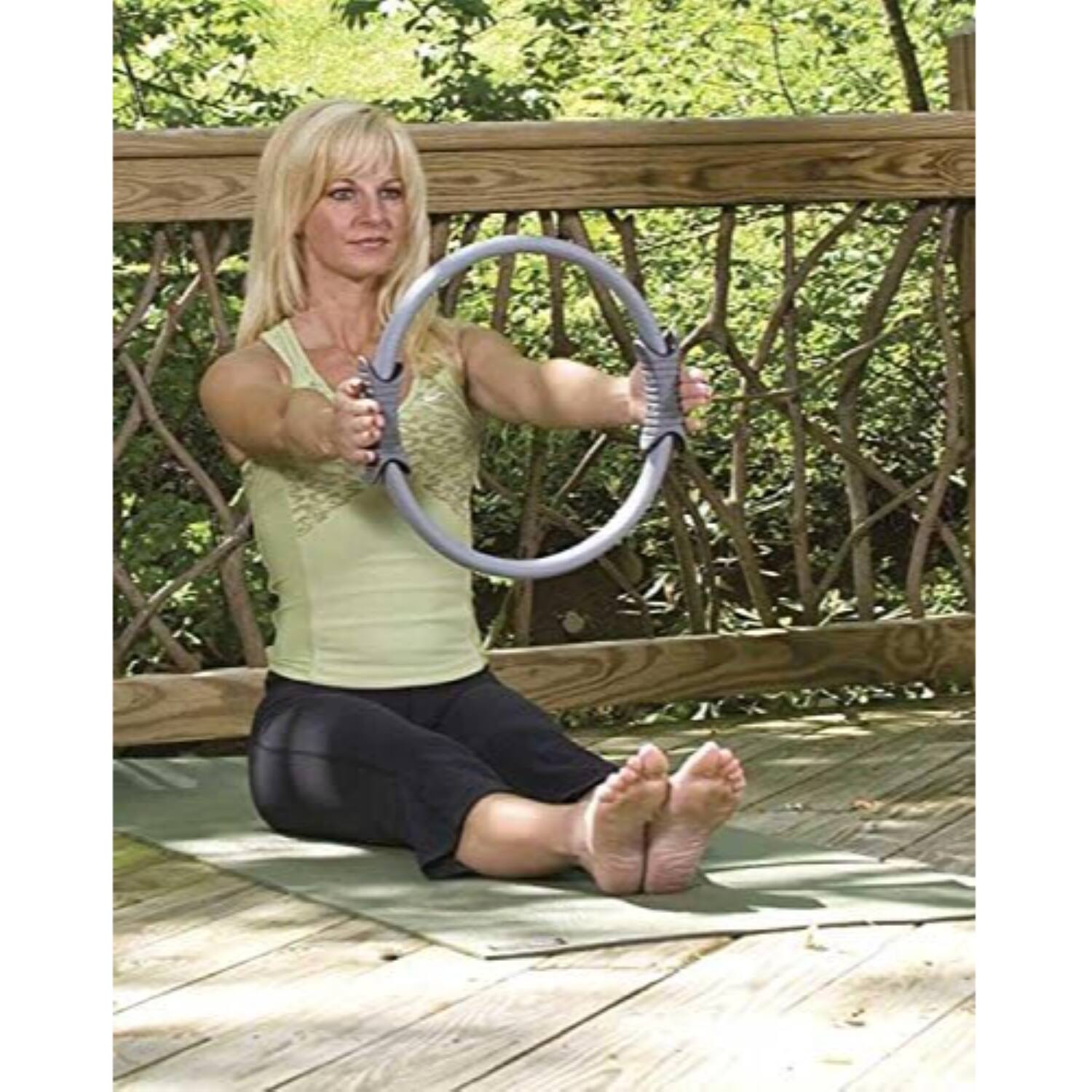 Alt View 3. Power Systems - 15" Pilates Ring (Moderate Resistance), Exercise Ring with Foam Cover & 2 Molded Handles - Gray.