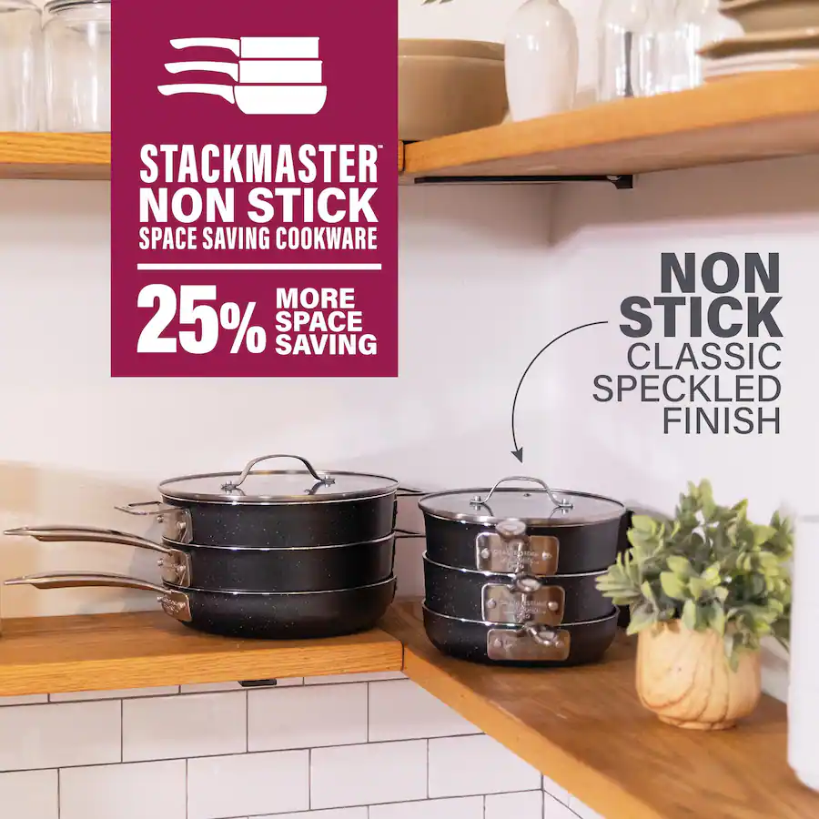 Granitestone Stackmaster 5 Piece Space Saving Nonstick Cookware Set ...