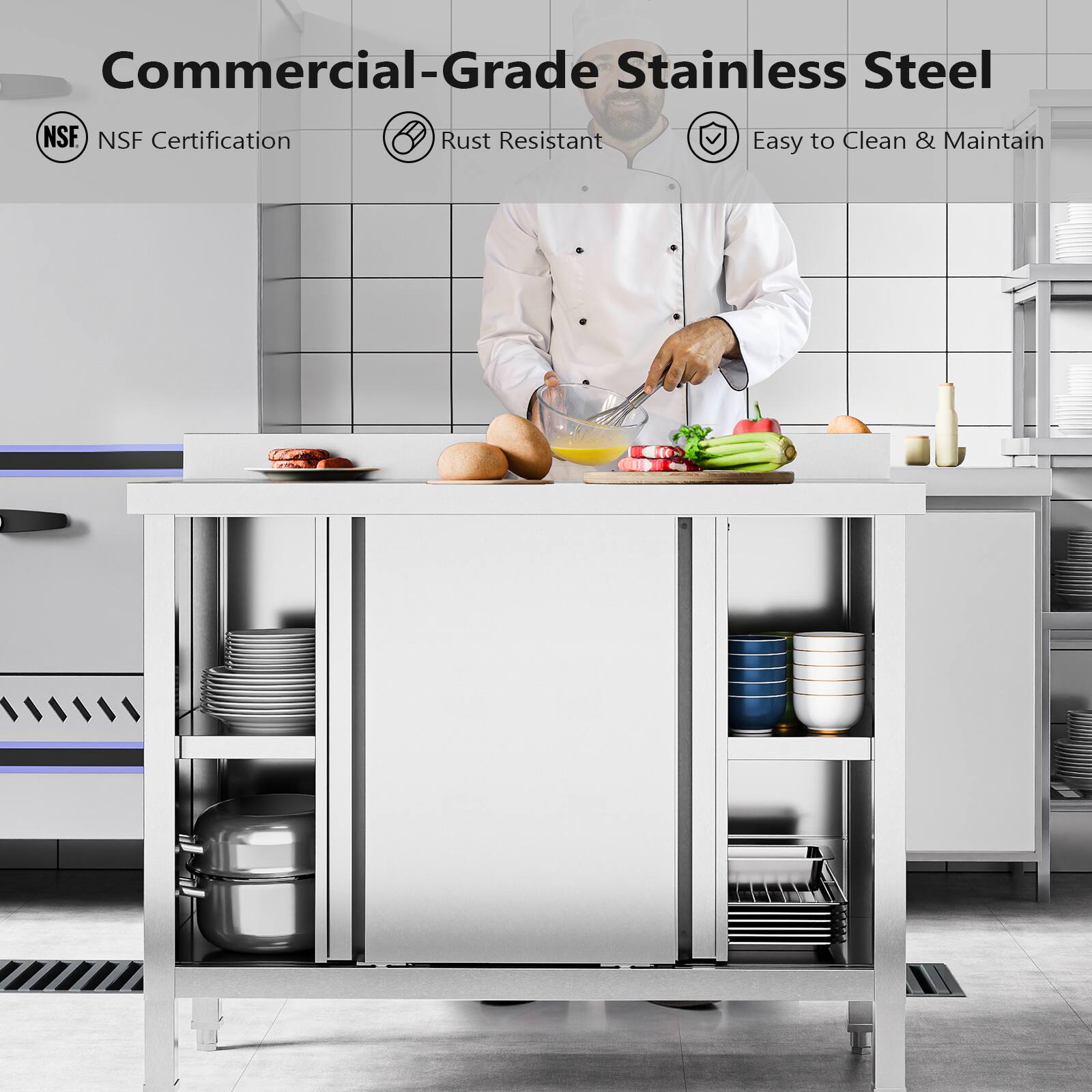 Commercial-Grade Stainless Steel  
NSF Certification  
Rust Resistant  
Easy to Clean & Maintain