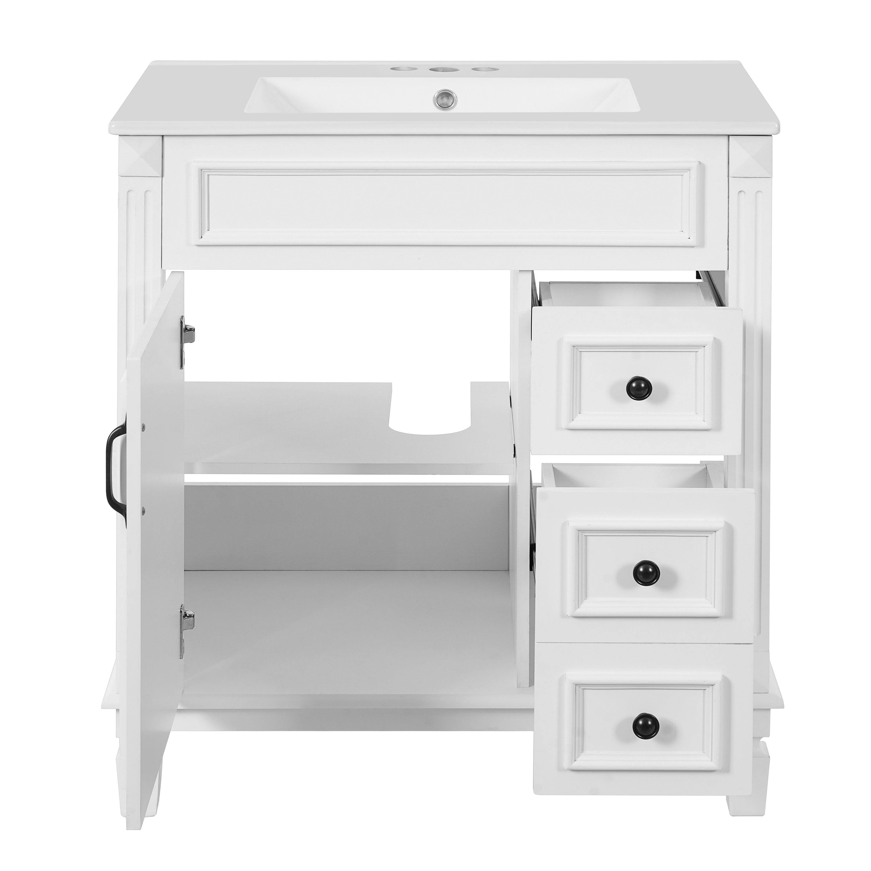 Alt View 9. Boyel Living - 30 Inch Bathroom Vanity with Ceramic Sink and Storage Cabinet White - White.
