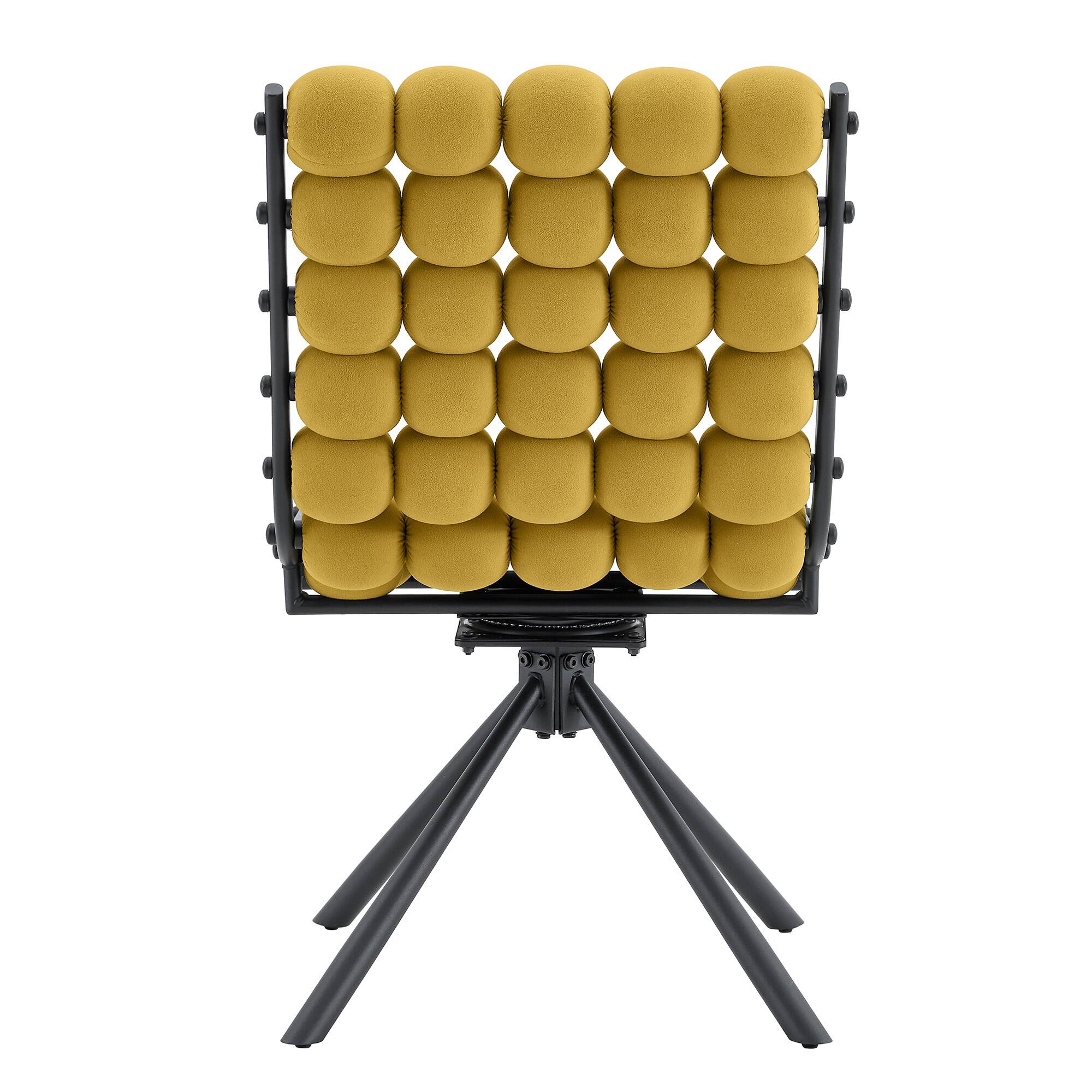 Alt View 6. Loheer - Loheer Bubble Dining Chairs Set of 2, Yellow Velvet Dining Chairs for Kitchen Dining Room, Black Legs, 1.63 ft - Black,Yellow.