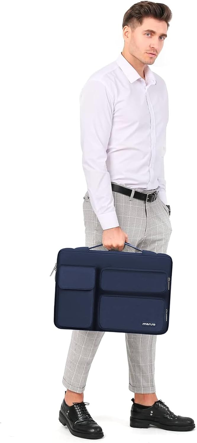 Alt View 2. mosiso - 360 Protective Laptop Sleeve 16 inch Laptop Case for MacBook Pro 16 M4 M3 M2 M1, HP Acer Dell Lenovo ASUS Notebook - Navy Blue.