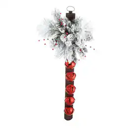 Diva At Home - 38" Red and Flocked Christmas Artificial Pine Cone and Berry-Bells Swag - Unlit - White
