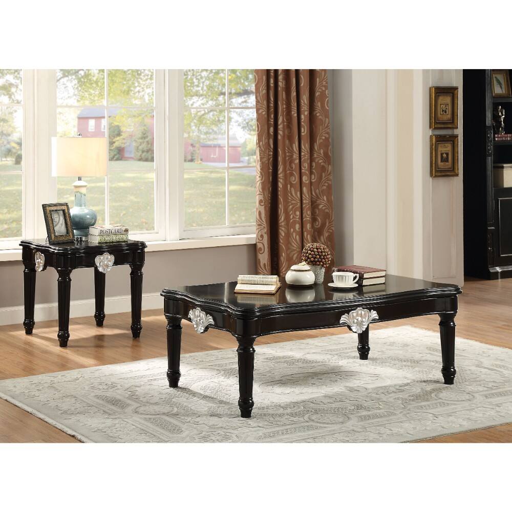 Alt View 1. Manhattan Lane - Traditional Rectangular Wooden Coffee Table with Scalloped Top - Black.