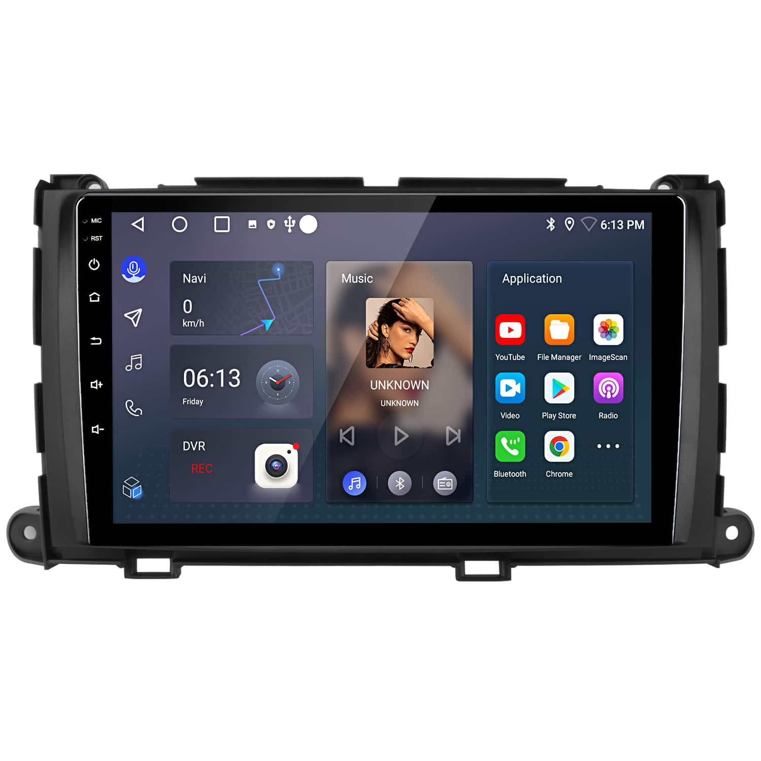 Junsun - 9" 2+64GB carplay Android 14 For Toyota Sienna 2011-2014 Car Stereo Radio GPS Navi WIFI RDS SWC FM Bluetooth - Black