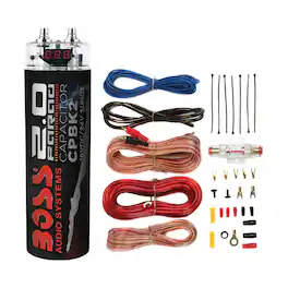 BOSS Audio - CPBK2 Digital Car Power Capacitor & Soundstorm AKS8 Amp Wiring Kit - Black