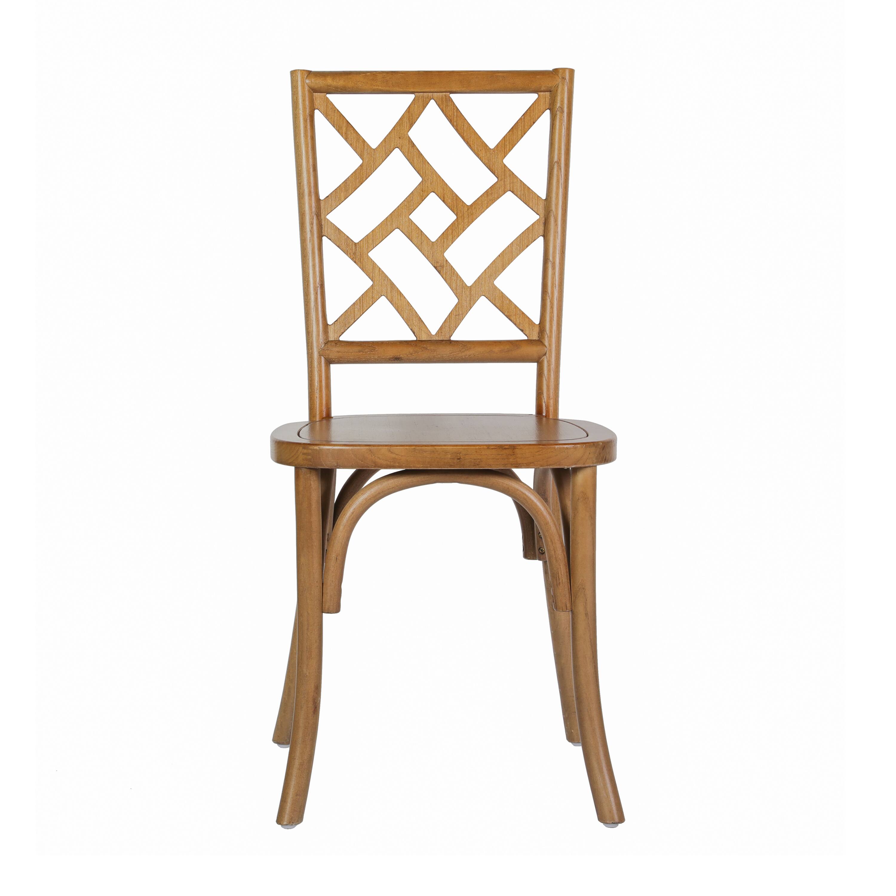 Alt View 9. Emma + Oliver - Decker Set of 2 Solid Wood Stack Dining Chairs with Decorative Back Design - Pecan.