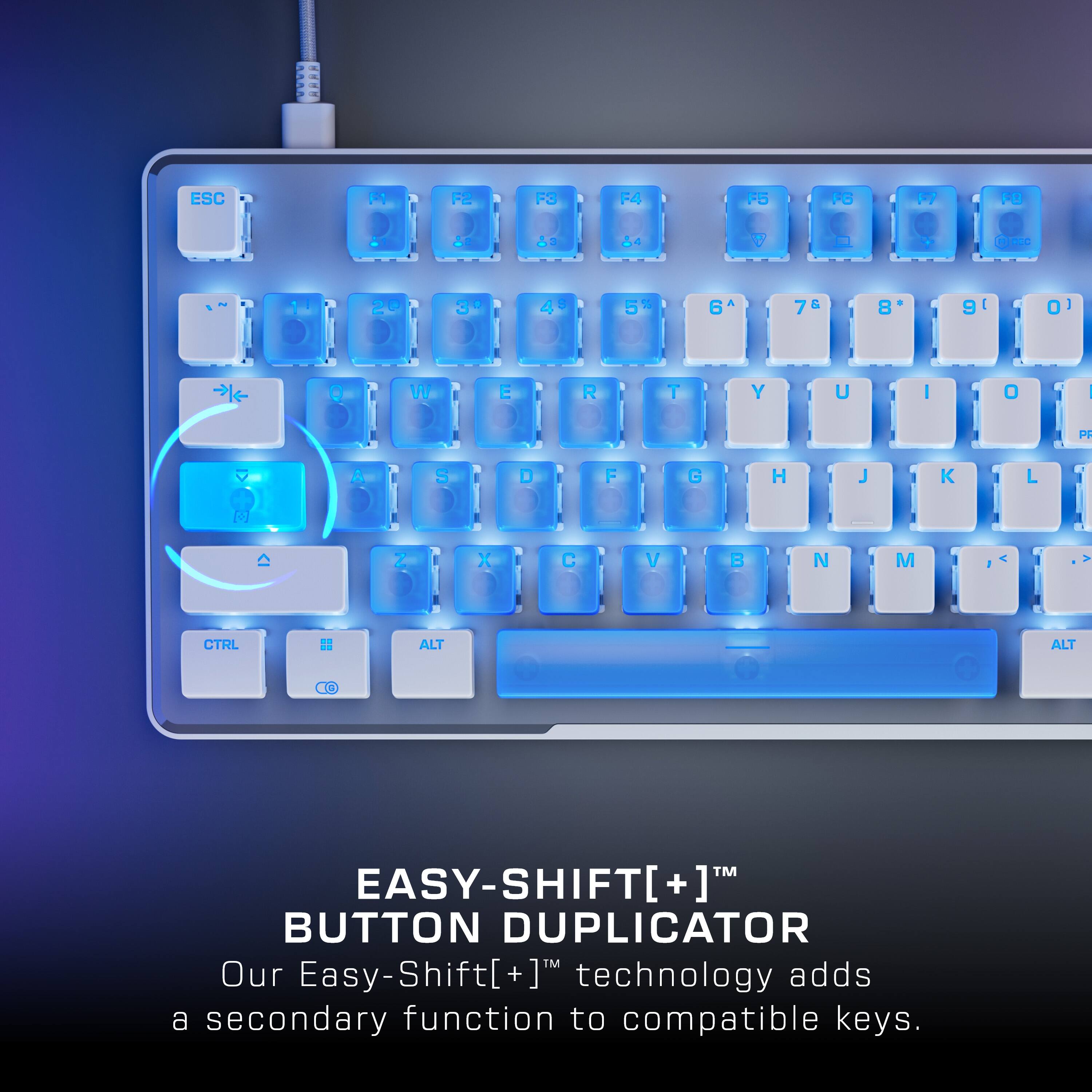 Easy-Shift[+] + Button Duplicator: Our Easy-Shift[+] + technology adds a secondary function to compatible keys.