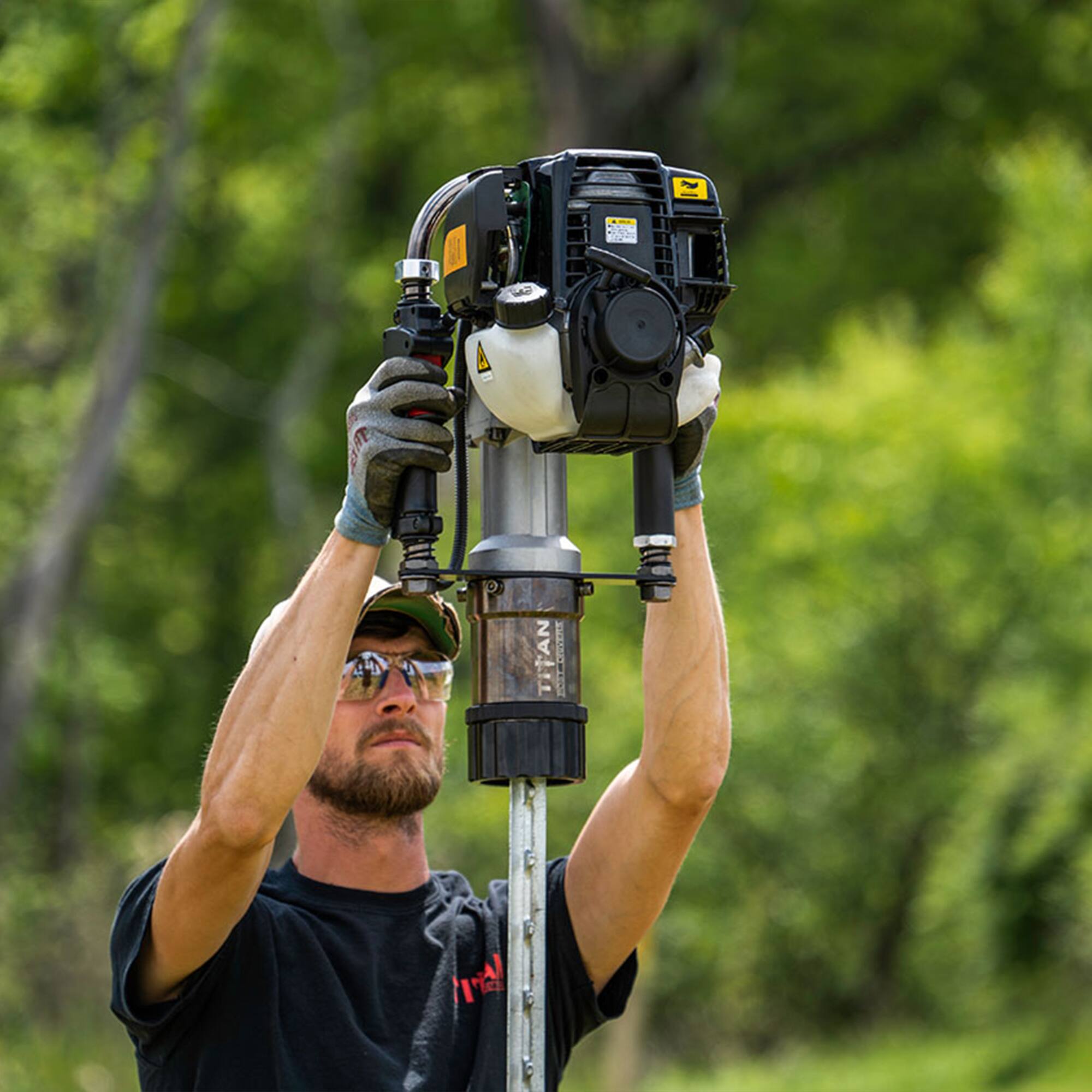 Alt View 1. Titan Post Drivers - Titan Post Drivers Gas Powered Fence Post Driver for T-Posts, Pipes and Stakes - Black/Grey.