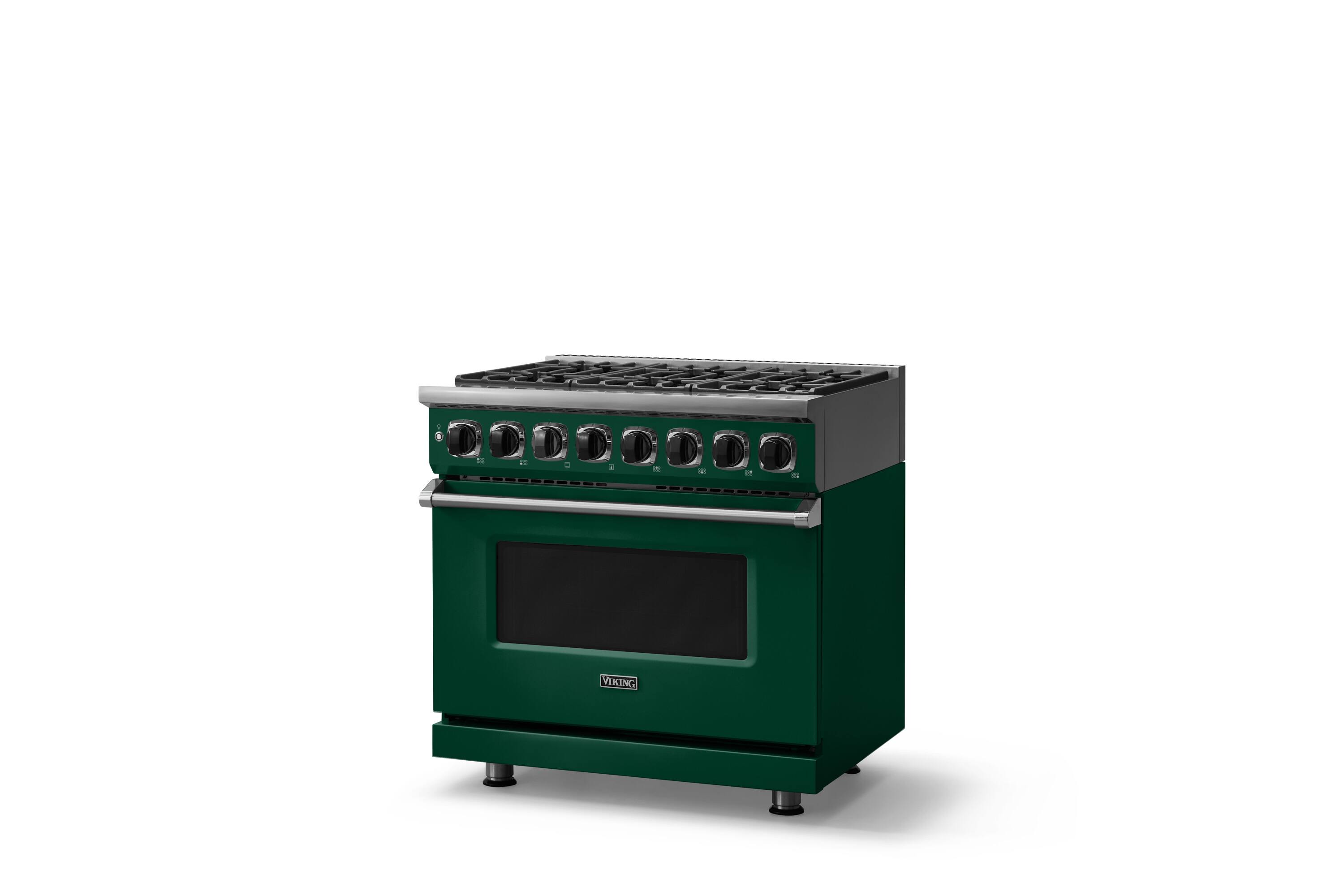 Angle. Viking - 36 in. Wide 6 Burner Dual Fuel Sealed Burner Range-LP - Ivy.