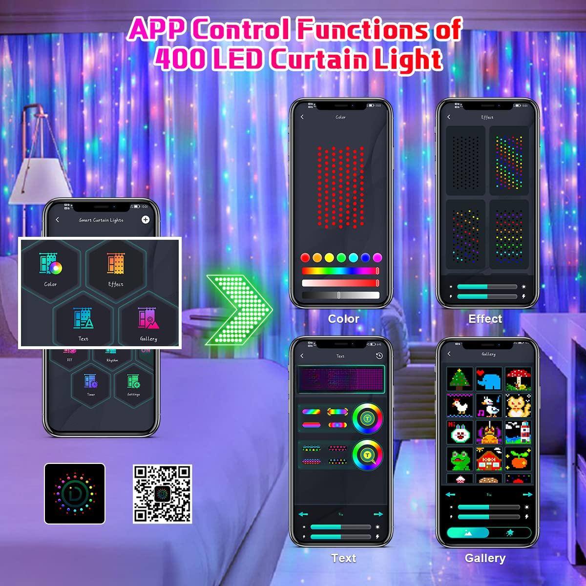 APP Control Functions of 400 LED Curtain Light

Color Effect - Text - Gallery

Color
Effect
Text
Gallery