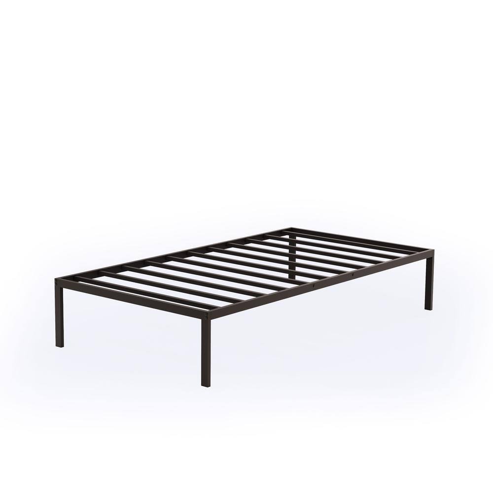 Angle. East West Furniture - Norwich Modern Bed Frame with 4 Metal Legs - Magnificent Bed in Powder Coating Black Color - Black.
