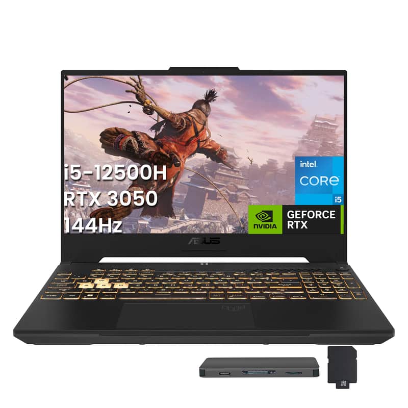 ASUS - TUF Gaming 15.6" FHD Gaming Laptop,Core i5 12500H,64GB,2TB SSD+288GB Dock Set,GeForce RTX 3050,Win 11 Pro - Gray