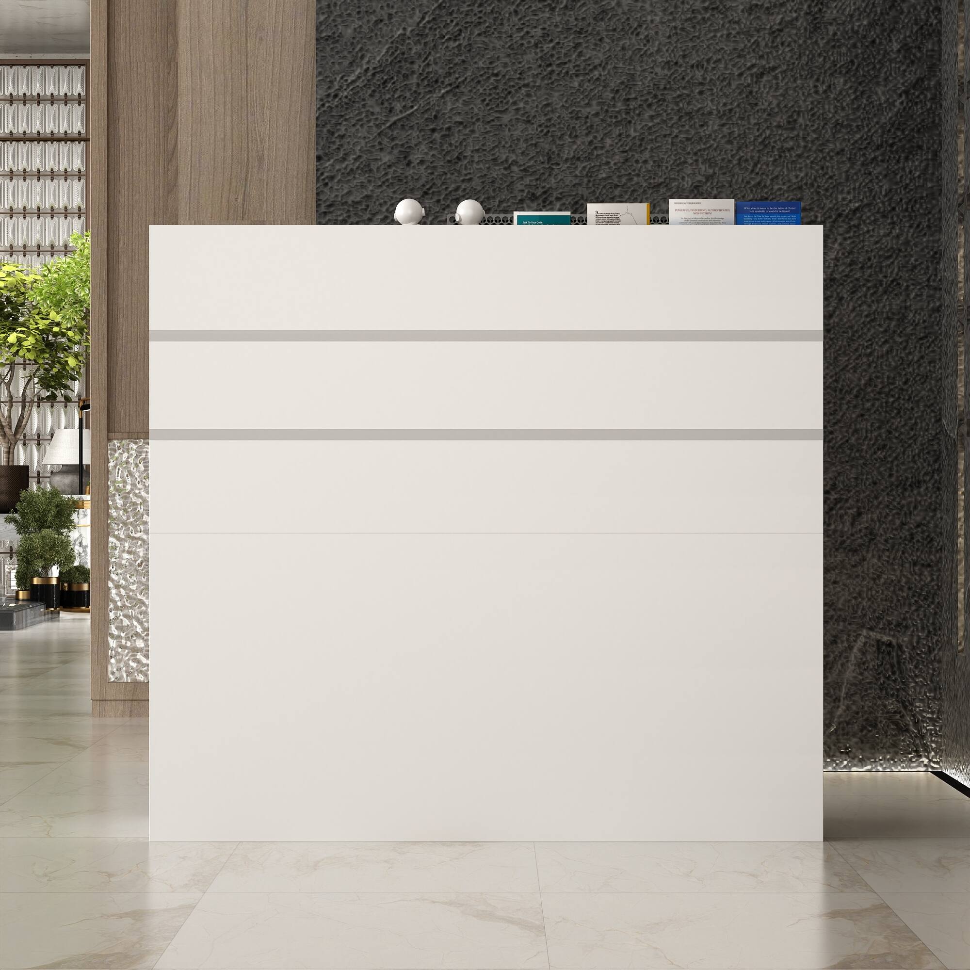 Alt View 8. Famapy - Famapy Modern Reception Desk: Streamlined Design & Organized Storage for Offices - White.