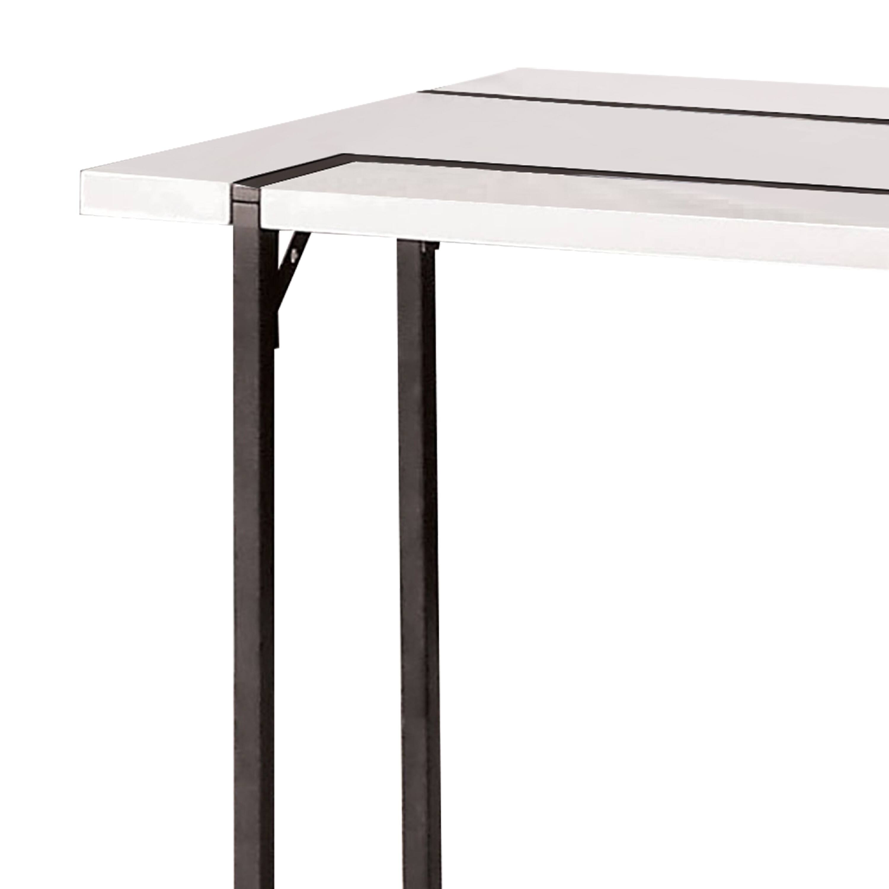Alt View 1. Manhattan Lane - Iry Side End Table, Black Steel Sled Base, 22 Inch - White, Black.