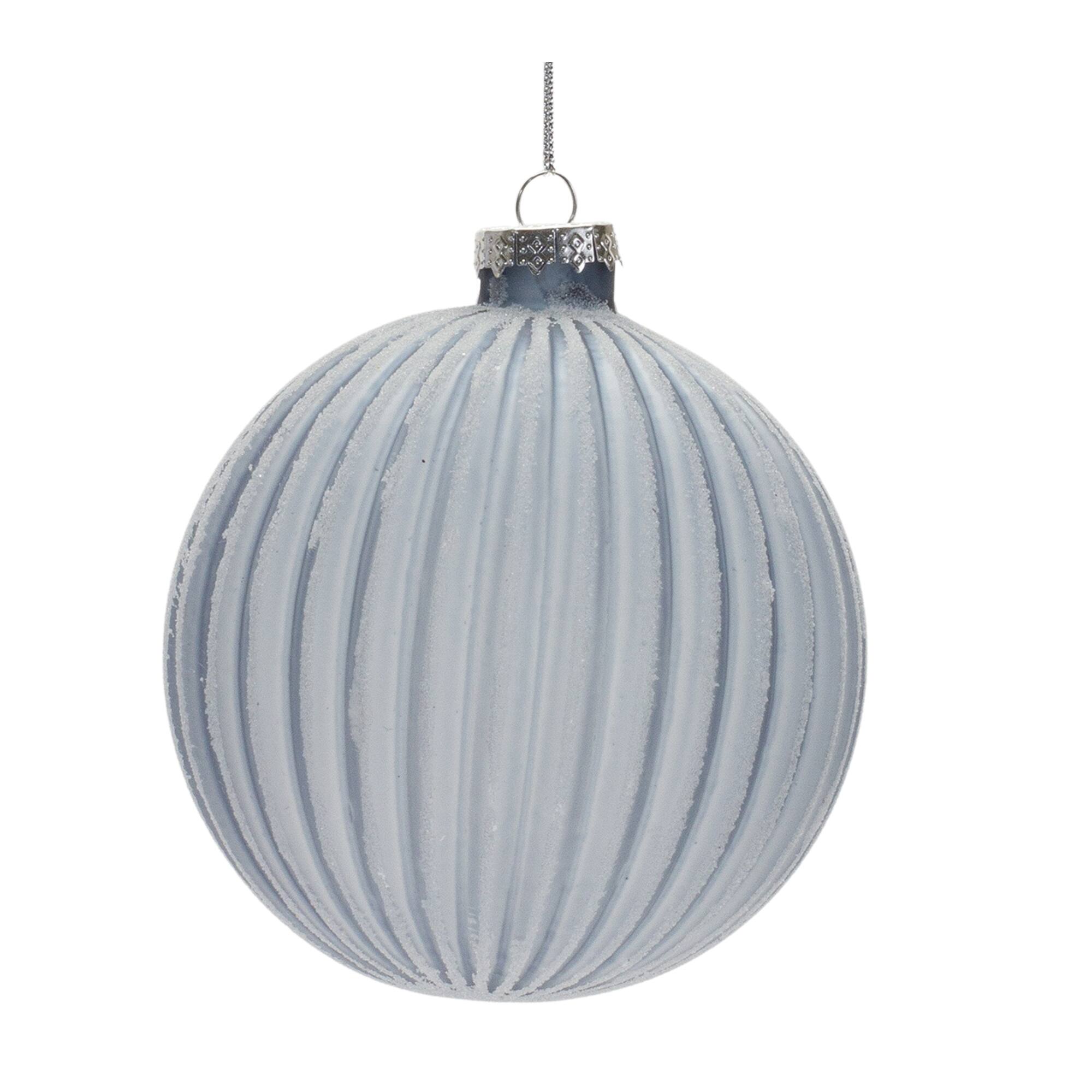 Angle. BreeBe - Frosted Glass Ball Ornament (Set of 6) - Glacial Blue.