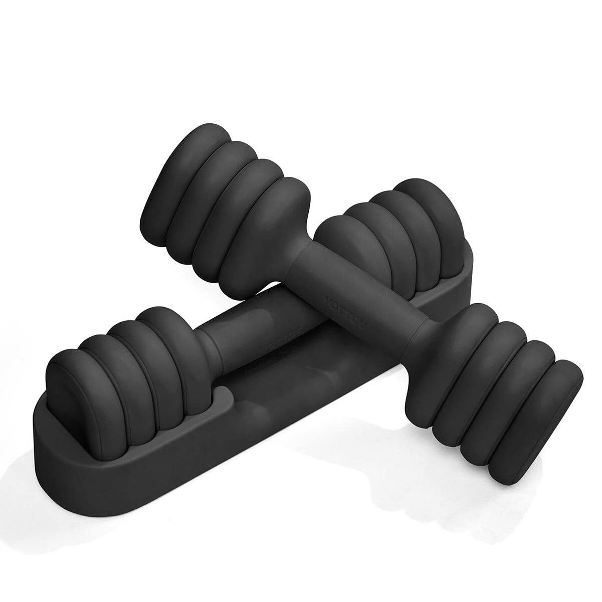 Front. Refined Abode Design - Adjustable Dumbbell Set Of 2 4 in 1 Hand Weights For Women At Home Compact Free Dumbbells With Soft Grip And - Black.