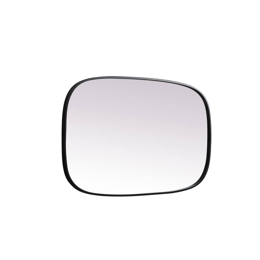 Left. Elegant Decor - Metal Frame Oval Mirror 24x40 Inch in Black - Black.